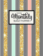 Undated Monthly Budget Planner: Large Annual Financial Budget Planner And Tracker With Inspirational Quotes Mint Black Stripes (Household Budget Pla