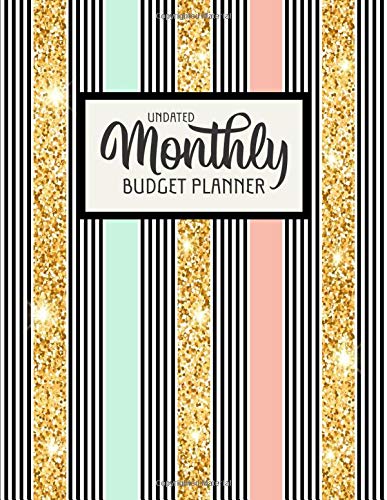 Undated Monthly Budget Planner: Large Annual Financial Budget Planner And Tracker With Inspirational Quotes Mint Black Stripes (Household Budget Pla